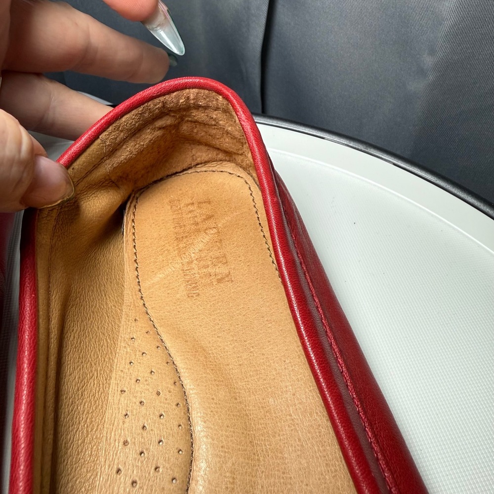 LRL Galiana Driving Loafers 10B Red Leather Gold Hardware Moc Toe Casual Classic - Picture 10 of 11